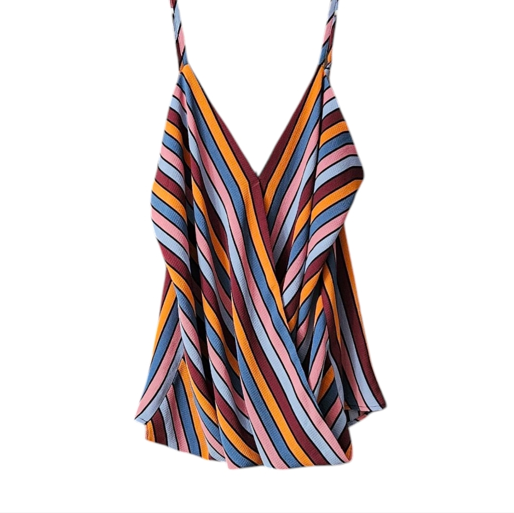 Allison Joy Women's Camisole Top Tank Size M Crossover Style Made in USA Striped